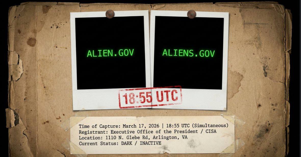 Classified capture showing alien.gov and aliens.gov timestamps
